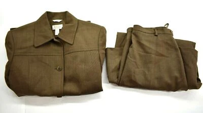 Blazer Talbots Mujer Botón Frontal Cinturón Lazo 2 Piezas Mezcla Lana Falda Traje 10/6 Foto 1 de 4