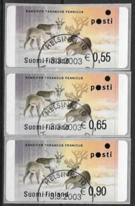 Roe Deer Finnish Forest Reindeer Frama ATM Set Finland Used FDC Cancel Set 2003 - Picture 1 of 1