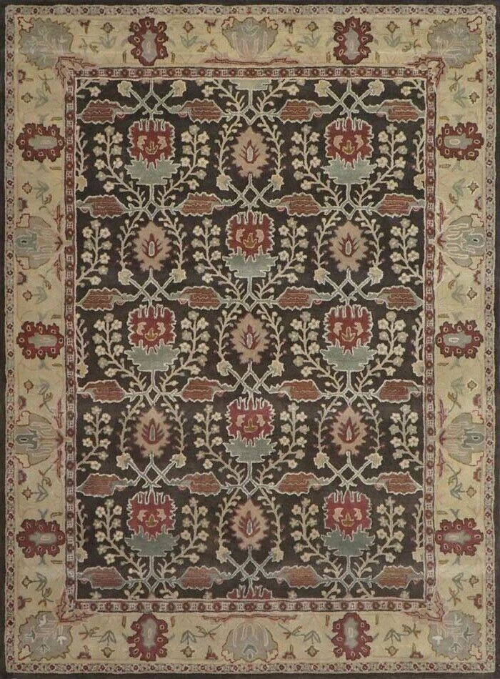PB Brandon Brown Hand Tufted 100% Wool William Morris Area Rug | Custom Wool Rug - Image 1 of 4