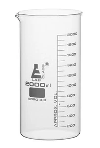 Beaker, 2000ml - Tall Form - Graduated - Borosilicate Glass - Eisco Labs - Picture 1 of 4