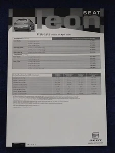 Seat Leon Preisliste 04.2004 - Bild 1 von 1