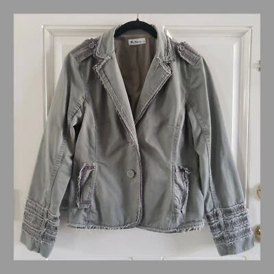 BEN SHERMAN 单排扣西装外套棉灰色橄榄色女式 M 码 — 第 1/4 张图片