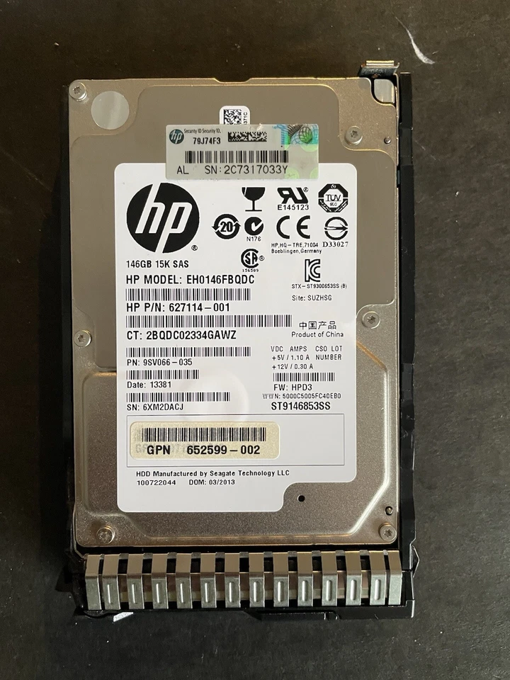 Hard Drive HP EH0146FBQDC 627114-001 146GB 15000RPM 64MB CACHE SAS-2 2.5 Disk - Immagine 1 di 4