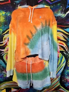 Polo Ralph Lauren Fleece 'Beach Dye' Tie Dye Beach Top & Shorts | Women's Small - Picture 1 of 6