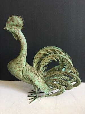 Петух металлический 3D Verdigris скульптура 16» страны фермерский дом кухни декор - Изображение 1 из 4