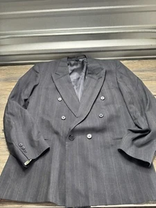 VINTAGE Givenchy Monsieur Double Breasted Sport Coat Blazer Blue Suit Jacket - Picture 1 of 13