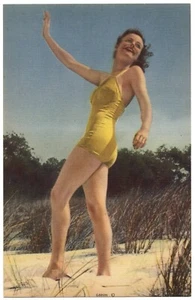 Vintage Baden Schönheit Badeanzug Strand RIESEN Postkarte Pin Up Girl - Bild 1 von 2