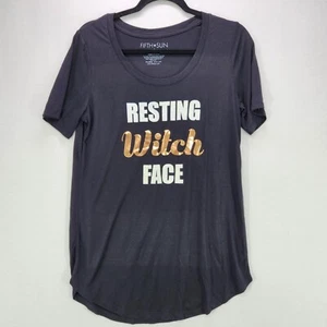Fifth Sun Halloween Graphic Tee Black Resting Witch Face Adult Medium - Picture 1 of 10