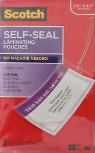 Self-Seal Laminating Pouches Photos Cards Luggage Tags 5/Pk, Select Laminate