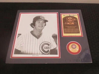 Howard Bruce Sutter Cubs Autograph Framed and matted 12 x14 with yellow HOF Card - Image 1 of 2