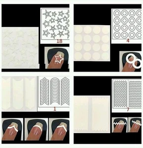 Nail Guides and Nail Stencils French Manicure DIY! set of 4 sheets as shown - Picture 1 of 1