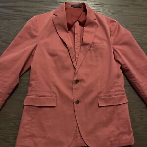 Ralph Lauren Blazer Mens 40R Pink Sport Coat Single Breasted Preppy Cotton EUC