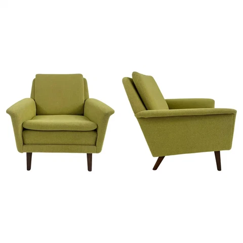 Folke Ohlsson for Fritz Hansen MCM Lounge Chair in Green Upholstery, a Pair Cover