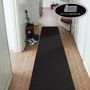 Modern Runner Black Carpet Corridor Hallway Width 50 60 70 80 90 100 120 - Picture 1 of 5