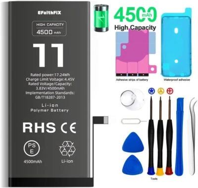 Super Akku Für Apple iPhone 11 Batterie 4500mAh Battery Ersatzakku / Tausch Set - Bild 1 von 4
