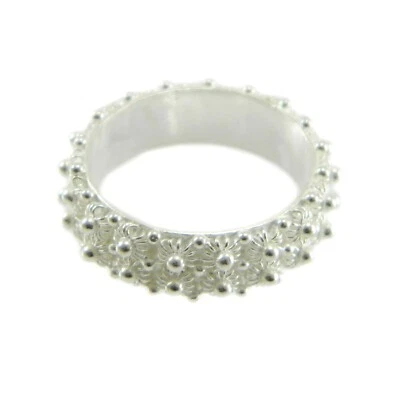 Anello fede sarda filigrana Sardegna fascia 2 file giri argento 925 - Immagine 1 di 3