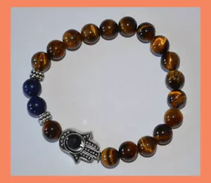 Pulsera de piedras preciosas espirituales protección curativa energía ojo de tigre lapislázuli - Imagen 1 de 3