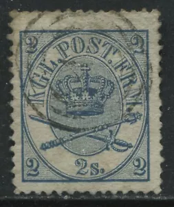 Denmark 1865 2 skilling blue used - Foto 1 di 1