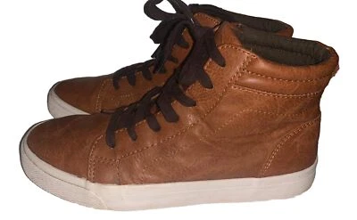 Old Navy Size 6 Boys High Top Sneakers Boots Brown Shoes Laces - Image 1 of 4