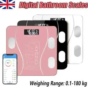 Digital Bathroom Weighing Scale Bluetooth Body Fat Monitor BMI Analyser 180kg - Picture 1 of 20