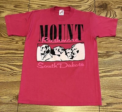 Mount Rushmore VTG T Shirt Neon Pink Graphic Single Stitch Monument Mens Medium - Image 1 of 4