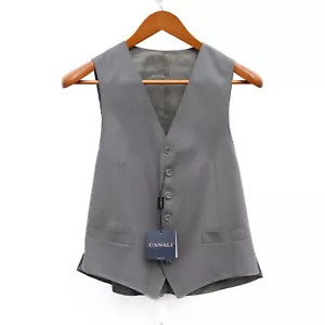 CANALI for Harrods Mens 46 Gray Pure Wool Tweed Waistcoat Satin Back New Italy - Picture 1 of 13