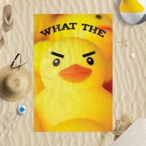 58x39" Yellow What The Duck Design Microfibre Beach Towel Funny Joke Gift - Picture 1 of 1