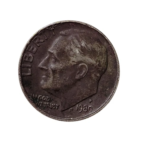 1980 P Dime Error Improperly Annealed Cover
