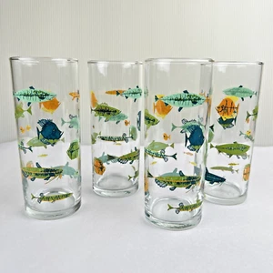 RARE! Charley Harper x Libbey School of Fish Glasses Set of 4 Todd Oldham 12oz - Picture 1 of 5