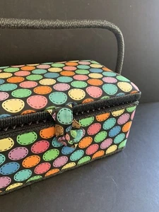 Fabric Retro Printed Sewing Basket Craft Box Household Storage Organizer Tray - Picture 1 of 12