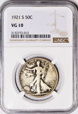 1921-S Walking Liberty Half Dollar NGC VG-10 - Image 1 of 4