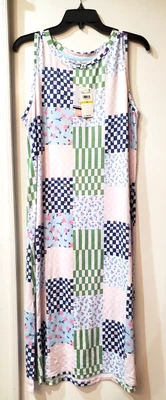 Roudelain 女式柔软印花无袖睡衣白色-绿色-蓝色 M 码 — 第 1/4 张图片