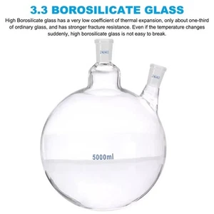 5000ml Boiling Flask, Glass 2 Neck Round Bottom Flask with Stopper 2pc - Picture 1 of 8
