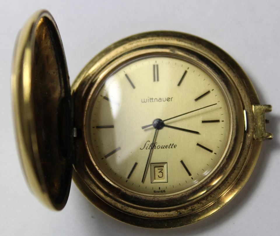 Карманные часы Wittnauer Silhouette C11G 42 мм 17j с охотничьим чехлом - на запчасти/ремонт - Изображение 1 из 4