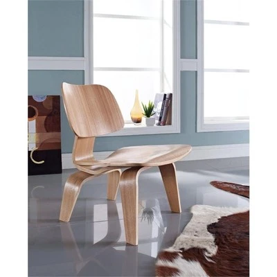 Modway Fathom Modern Durable Molded Plywood Accent Chair in Natural - Image 1 of 4