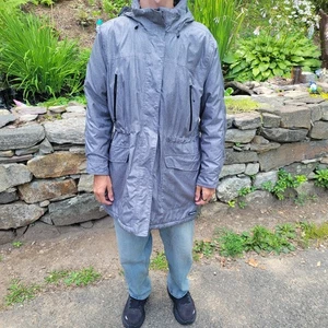 Lands End Woman's 1X Squall Collection Jacket Gray with Hood, Pockets - Picture 1 of 12