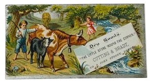 VICTORIAN MERCHANT’S TRADE CARD – DRY GOODS, CUTTING & BRADT, LOWELL, MA - Picture 1 of 3