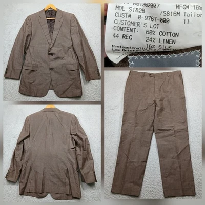 Hickey Freeman Made in USA Men's 44R Suit Brown 60% Cotton 24% Linen 16% Silk - Image 1 of 4
