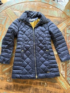 Women’s Kenneth Cole Puffer Quilted Navy Blue Zip Jacket No Hood - Picture 1 of 8