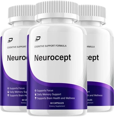 (pacote com 3) cápsulas de suplemento Neurocept – Neurocept mistura natural foco na memória - Imagem 1 de 4