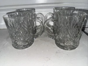Vintage Paul Sebastian Crystal Diamond Cut Glass Mug Set Of Four Cups Mugs - Picture 1 of 6