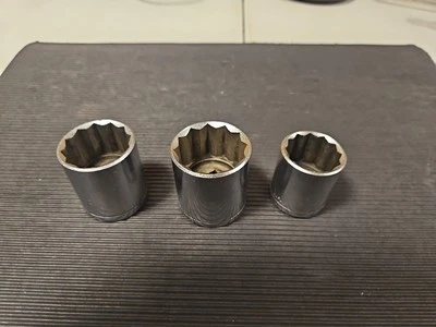 VTG Sockets 1" and 1 &1/4" Drive 12 Point Lot Of 3 Assorted Sizes Made in Japan - Image 1 of 4