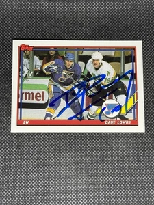 Dave Lowry 1991-92 Topps St. Louis Blues Signed Auto Card #180 ~ COA - Picture 1 of 3
