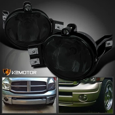 Fits 2002-2008 Dodge Ram 1500 2500 3500 Smoke Fog Lights Driving Bumper Lamps - Image 1 of 4