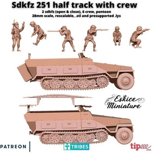 WWII German Sd.Kfz 251 Halftrack (1 model) with Crew Various Scales Historical - Picture 1 of 8