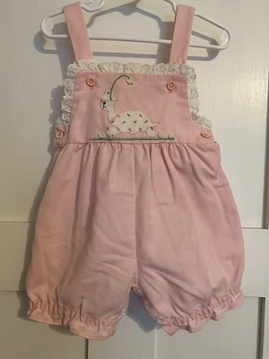 Mameluco Burbuja Bebé Niña Rosa Hecho a Mano Vintage Años 80 12M Tortuga Volantes Ojales Foto 1 de 4