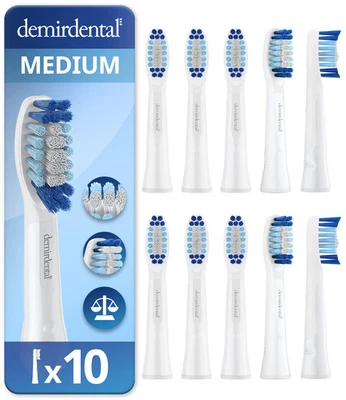 10er demirdental Medium Aufsteckbürsten für Oral-B Pulsonic
