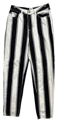 Pantalones de mezclilla BDG Urban Outfitters para mujer 27 mamá tiro alto negros blancos a rayas Foto 1 de 4
