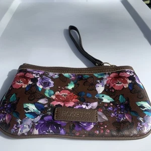 Rosetti Brown Floral Zip Wristlet Women's Pouch T14  - Picture 1 of 6