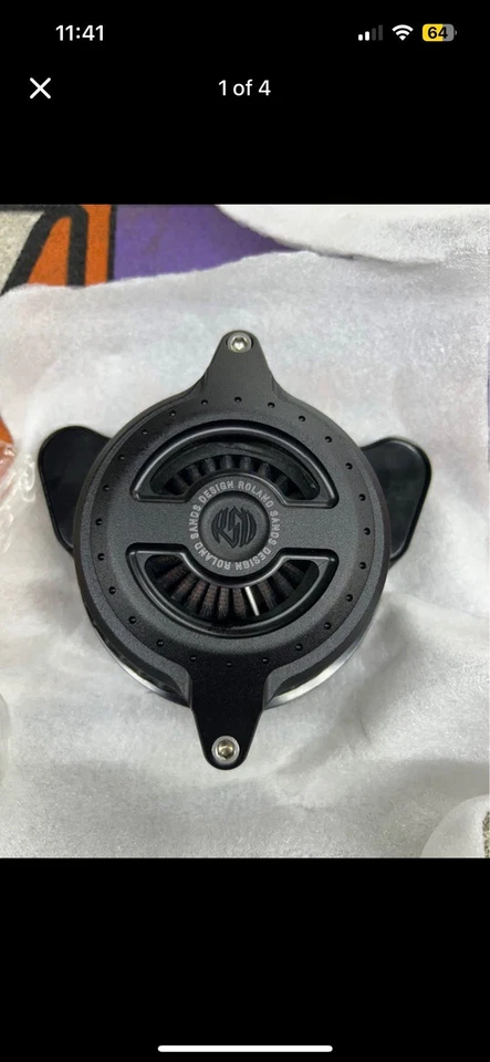 Filtro de aire negro Roland Sands para motores Harley Davidson de doble leva 2008-2016 Foto 1 de 4